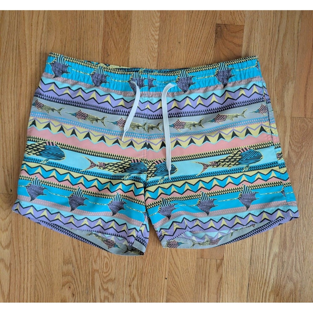 Chubbies The Krakens 5.5" Swim Trunks Aztec Fish Stingray Preppy Mens Small
